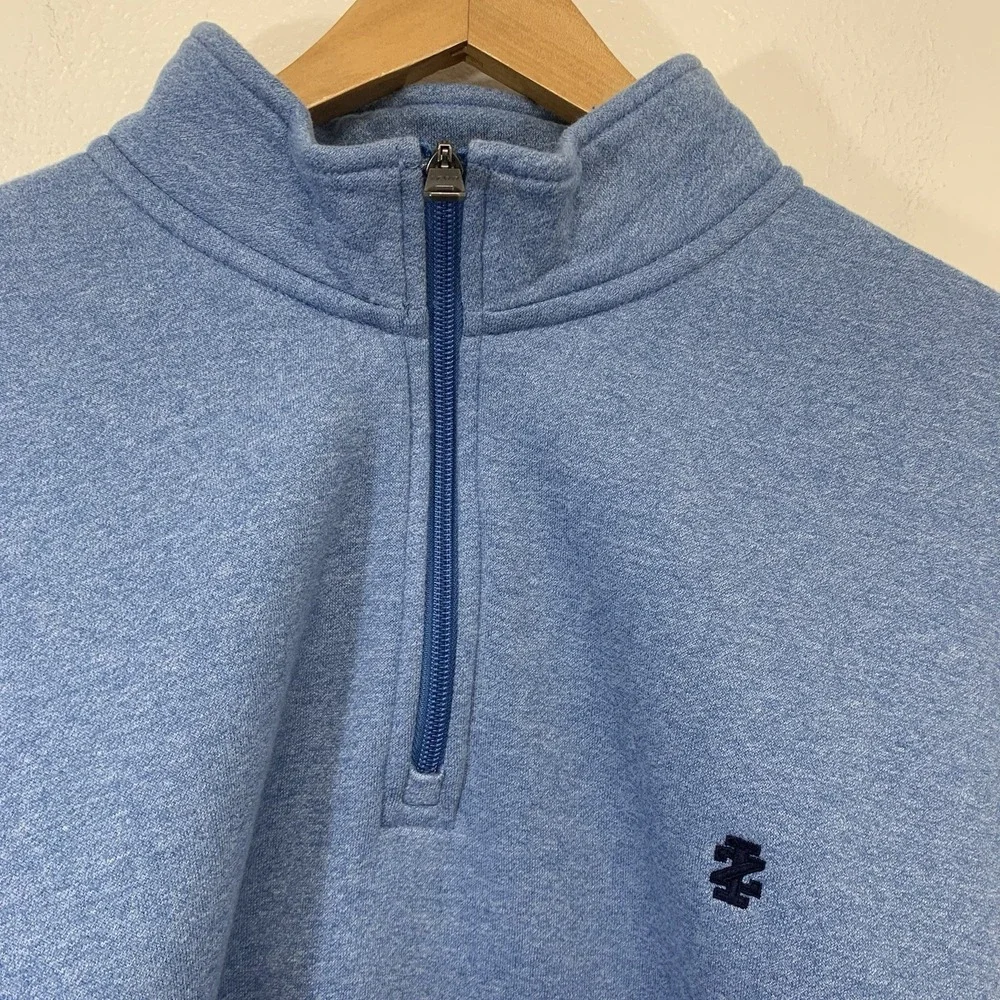 Izod Advantage Performance 1/4‎ Zip Sweatshirt Men XL Blue Fleece Lined Outdoor